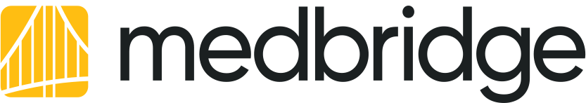 MedBridge logo with a yellow abstract design on the left and "medbridge" in black lowercase letters on the right.